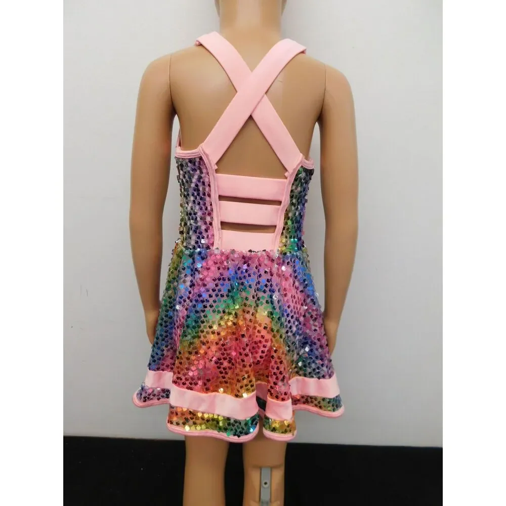 Pre-Owned Dance Costume Curtain Call E2264 Medium Child Colorful Jazz